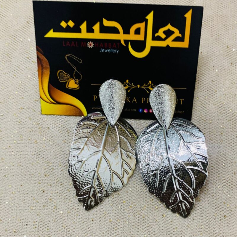 Silver Metal leaf Earrings